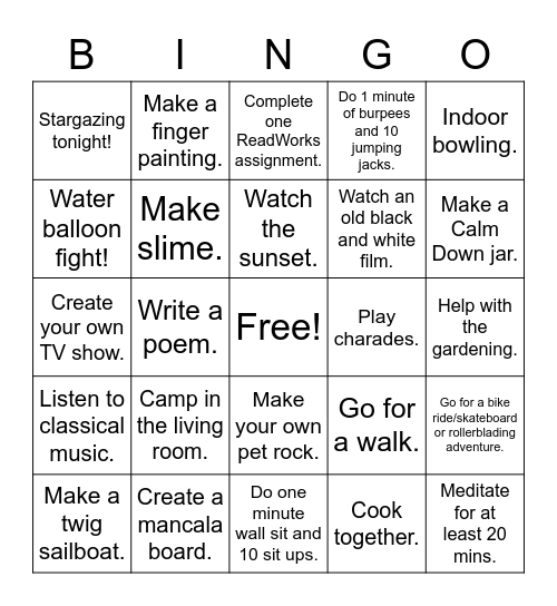 6/8-6/12 Bingo Card