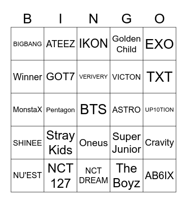BOYBAND KPOP Bingo Card