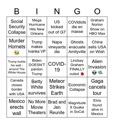 2020 Bingo Card