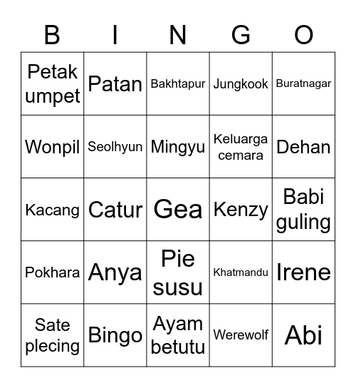 Untitled Bingo Card
