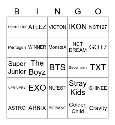 BOYBAND Bingo Card