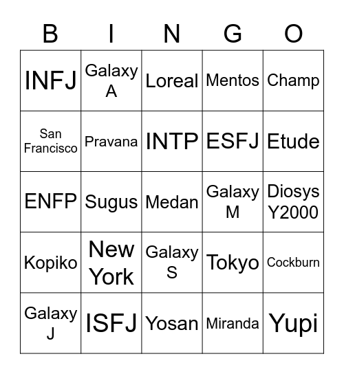 Bingo Awan Bingo Card