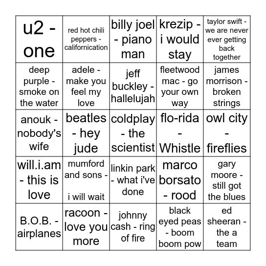 SWINGO Bingo Card