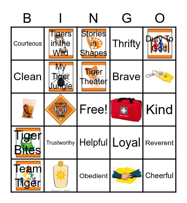 Tiger Scout Bingo Card