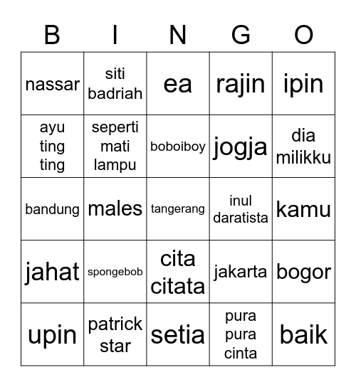 ryujin nolep Bingo Card