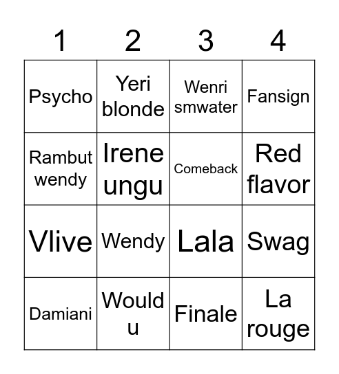 spadeheart Bingo Card
