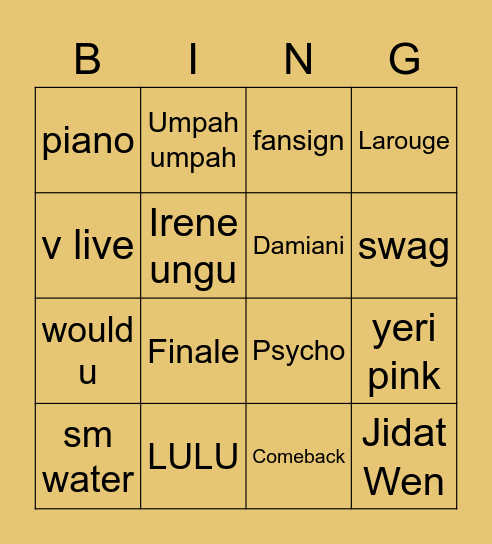 RV Bingo Card