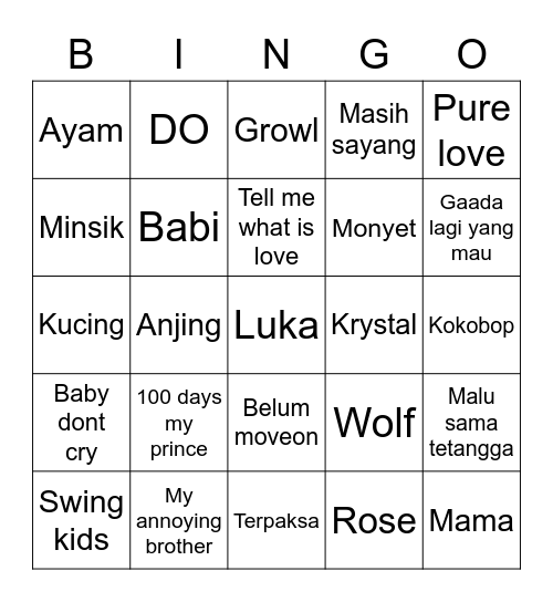 Luka Bingo Card