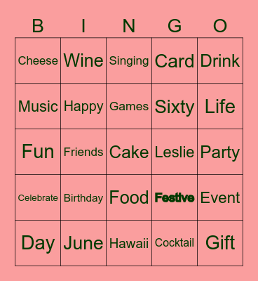 COMMON WORDS PARTY Bingo Card