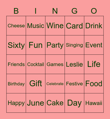 COMMON WORDS PARTY Bingo Card