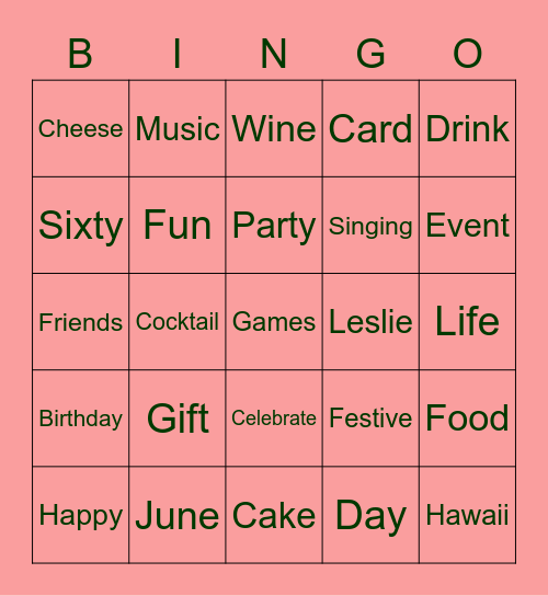 COMMON WORDS PARTY Bingo Card