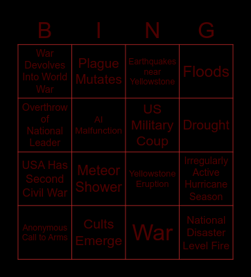 Apocalypse Bingo Card