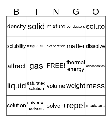 Physical Science  Bingo Card