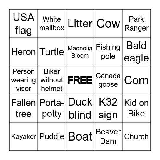Birthday Biking Bingo Card