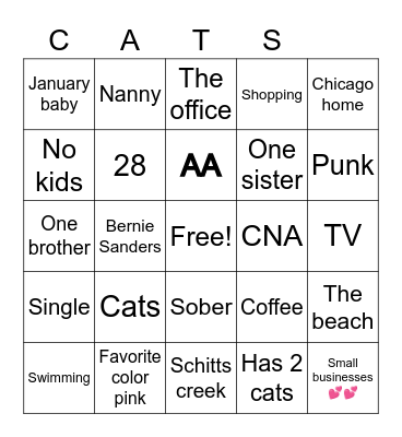 Callie’s bingo Card