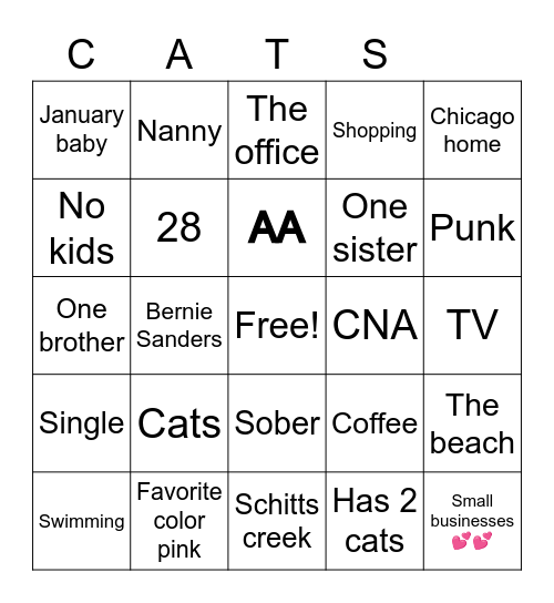Callie’s bingo Card