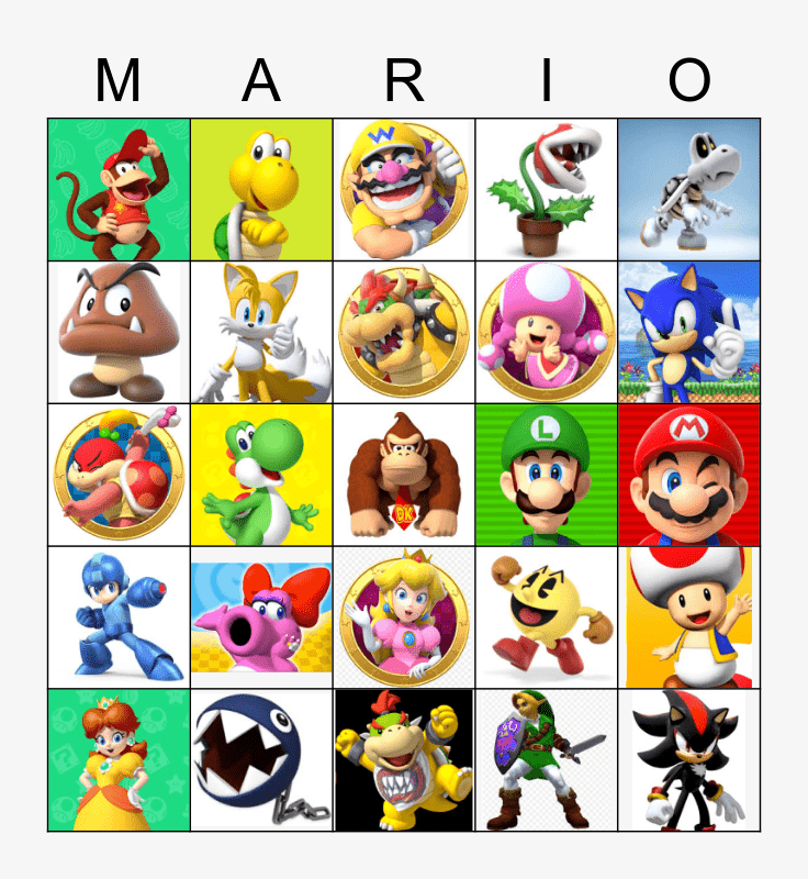 Super Mario Bros Bingo Card