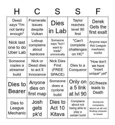 Harvest HCSSF Bingo Card
