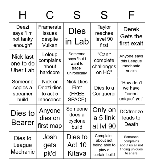 Harvest HCSSF Bingo Card