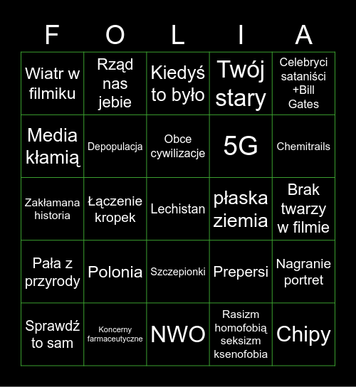 BINGO FOLIARSKIE Bingo Card