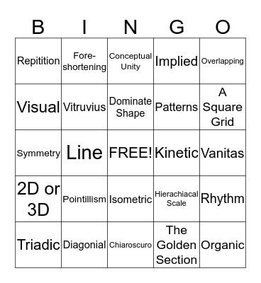 Elements and Principles of Design Bingo Card