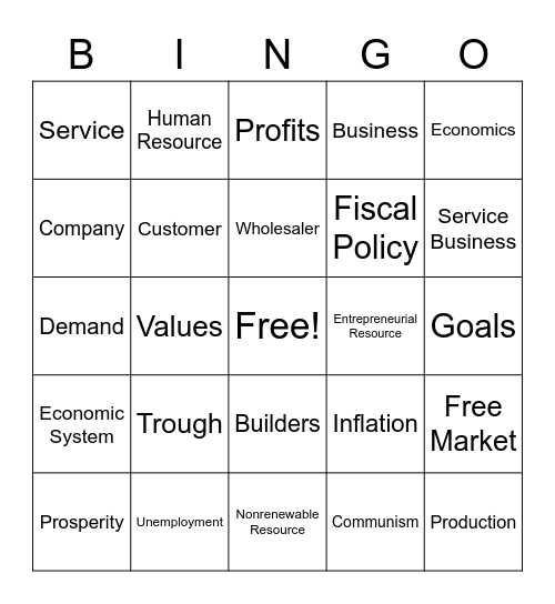 Intro to Business Bingo Card