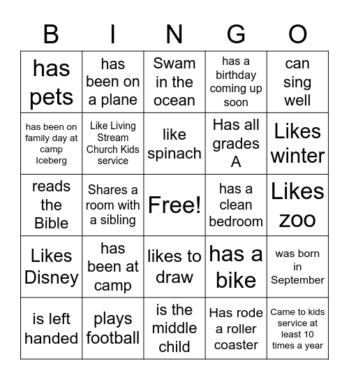 Find someone in the group who... Bingo Card