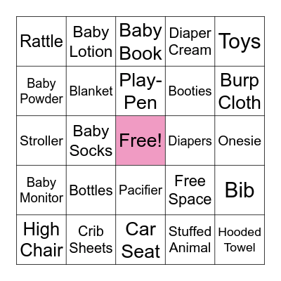 Baby Shower BINGO Card