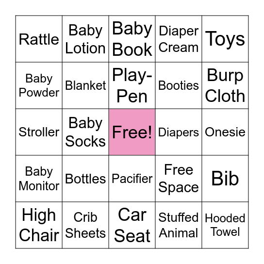 Baby Shower BINGO Card