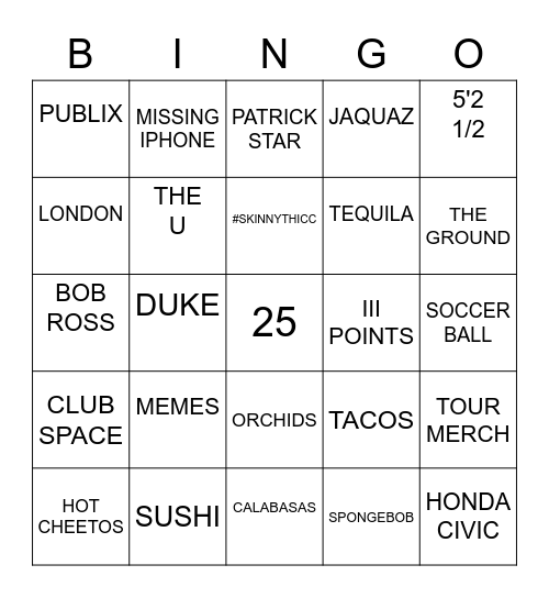 NATJAM'S 25TH BIRTHDAY BINGO Card