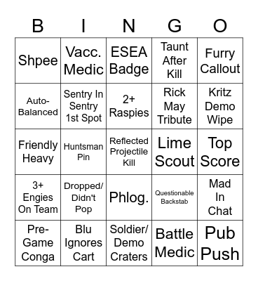 TF2 Bingo Card