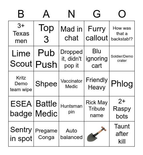 Brongo Bango Bingo Card
