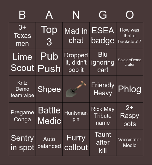 Brongo Bango Bingo Card
