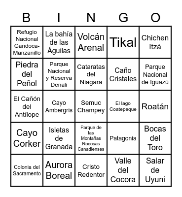 Maravillas de América Bingo Card