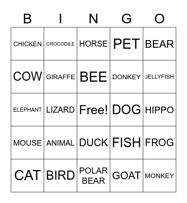 STARTERS WORDS Bingo Card