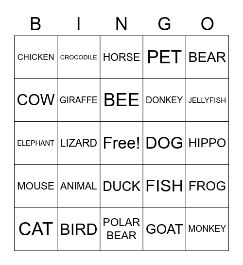 STARTERS WORDS Bingo Card