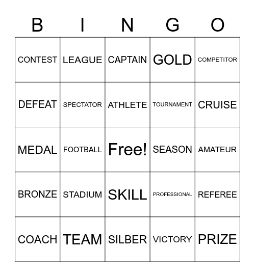 KET VOCABULARY Bingo Card