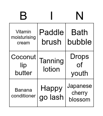 Body shop bingo Card