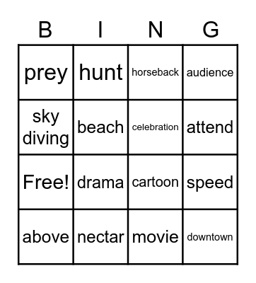 Grade 7 Term 3 Vocabulary Bingo Card