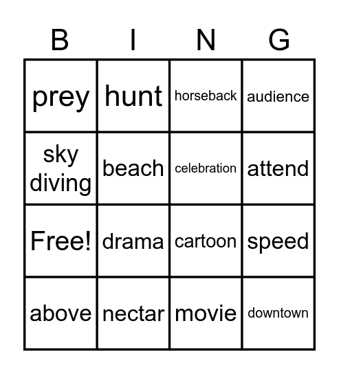 Grade 7 Term 3 Vocabulary Bingo Card
