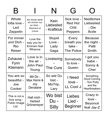 Love is in the air Bingo Card