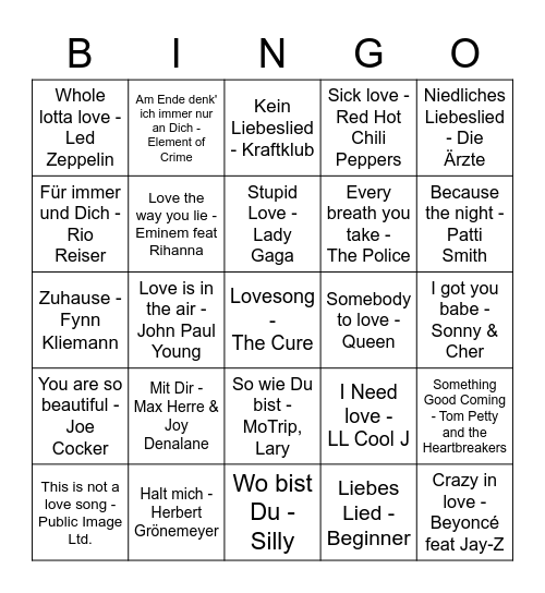 Love is in the air Bingo Card