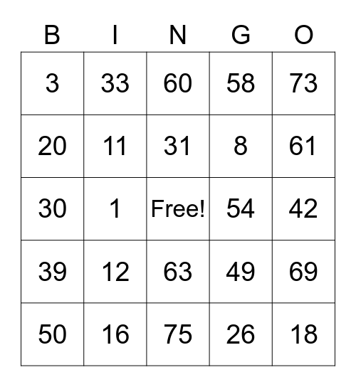 43 Wellesley BINGOOO Bingo Card