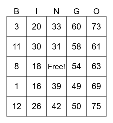 43 Wellesley BINGOOO Bingo Card