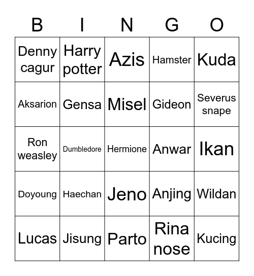 nctdoynng Bingo Card