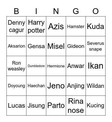 nctdoynng Bingo Card