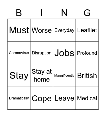 Boris Bingo Card