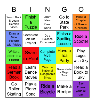 Lily Bingo Card