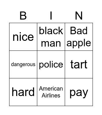 Here's the thing with cops though Bingo Card