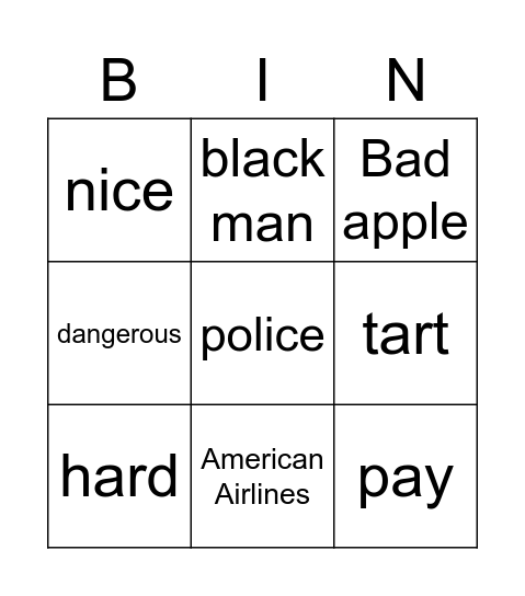 Here's the thing with cops though Bingo Card